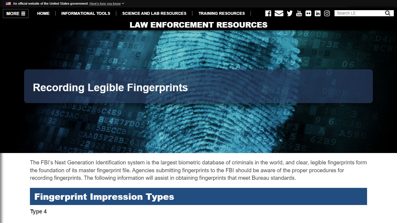 Recording Legible Fingerprints — LE - Law Enforcement